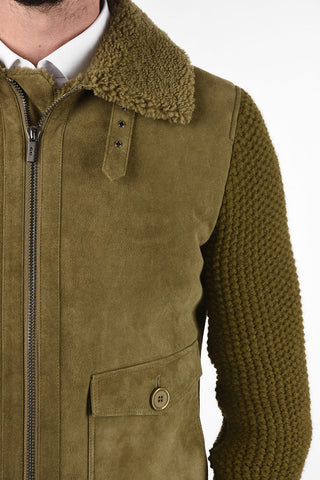 CC COLLECTION Shearling MERINO jacket with Knit Sleeve