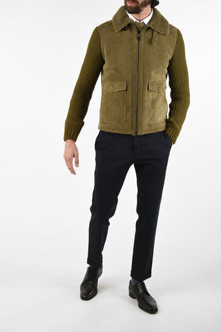 CC COLLECTION Shearling MERINO jacket with Knit Sleeve