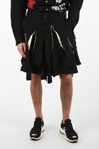 BLACK Distressed Tailored Shorts