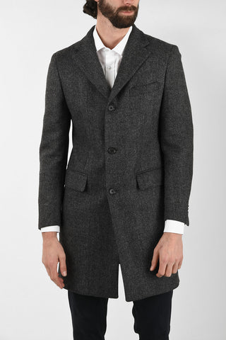 CC COLLECTION plain herringbone 3-button chesterfield coat
