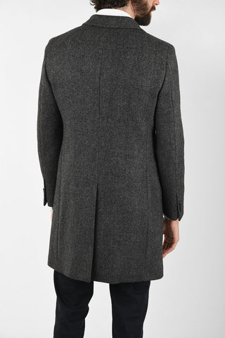CC COLLECTION plain herringbone 3-button chesterfield coat