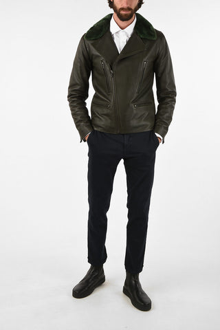 CC COLLECTION tumbled leather BUBLETTO CR biker jacket