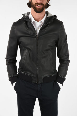ID leather hooded outerwear