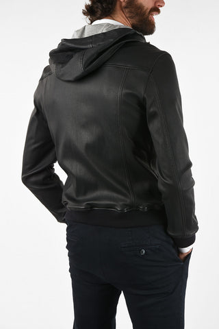 ID leather hooded outerwear