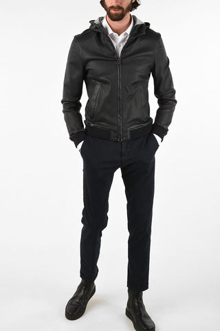 ID leather hooded outerwear