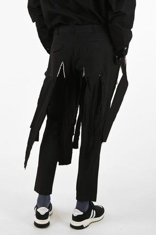 BLACK Cotton Distressed Tailored Pants