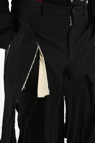 BLACK Cotton Distressed Tailored Pants