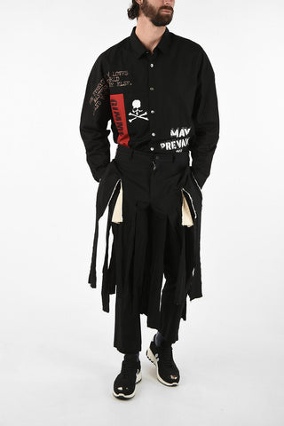 BLACK Cotton Distressed Tailored Pants