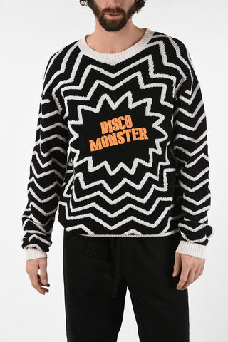 cable knit DISCO MONSTER crew-neck sweater