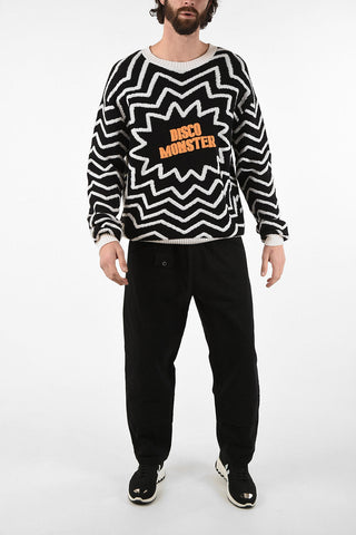 cable knit DISCO MONSTER crew-neck sweater