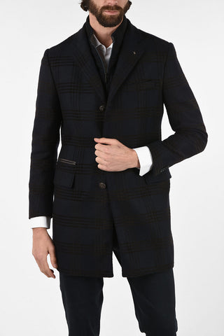 CC COLLECTION tartan 3-button chesterfield coat