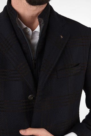 CC COLLECTION tartan 3-button chesterfield coat