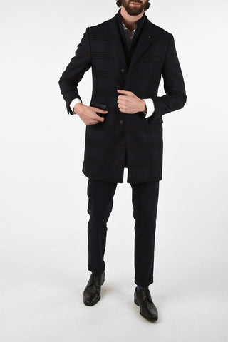 CC COLLECTION tartan 3-button chesterfield coat