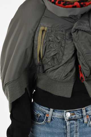 JUNYA WATANABE cropped bomber with Leopard Printed Faux Fur Lining 