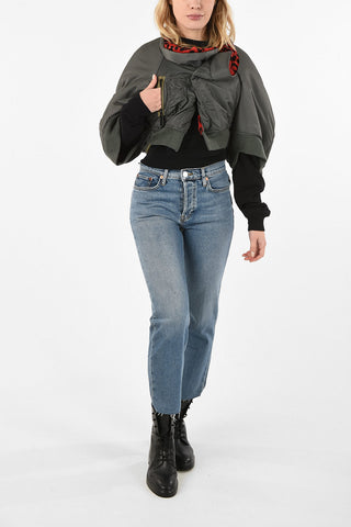 JUNYA WATANABE cropped bomber with Leopard Printed Faux Fur Lining 