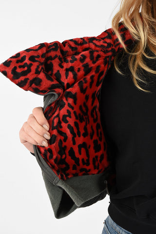 JUNYA WATANABE cropped bomber with Leopard Printed Faux Fur Lining 