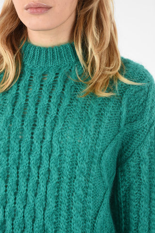cable knit Sweater with Fur Cuff