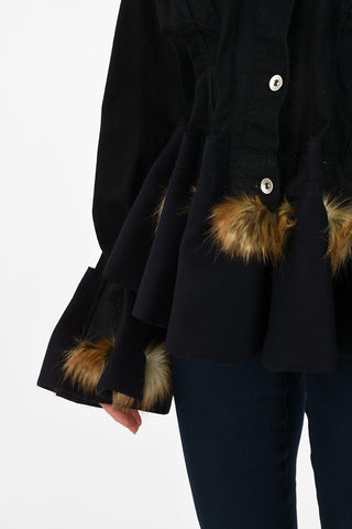 Unstructured Jacket with Faux Fur Applications
