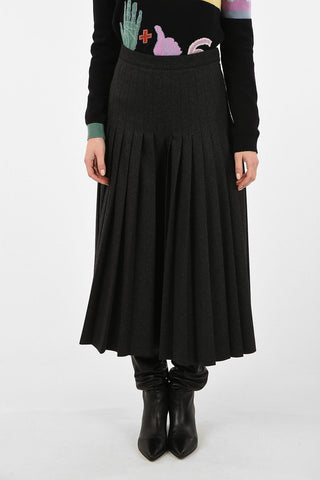 Wool Pleated Cropped Pants