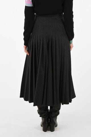 Wool Pleated Cropped Pants