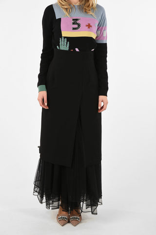 NOIR KEI NINOMIYA Long Skirt with Tulle Insert