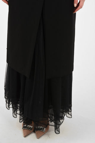 NOIR KEI NINOMIYA Long Skirt with Tulle Insert