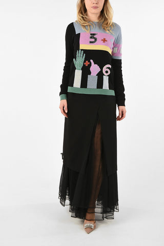 NOIR KEI NINOMIYA Long Skirt with Tulle Insert