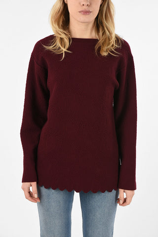 Embroidered Scallop Sweater