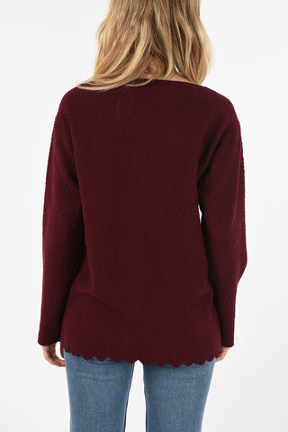 Embroidered Scallop Sweater