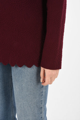 Embroidered Scallop Sweater
