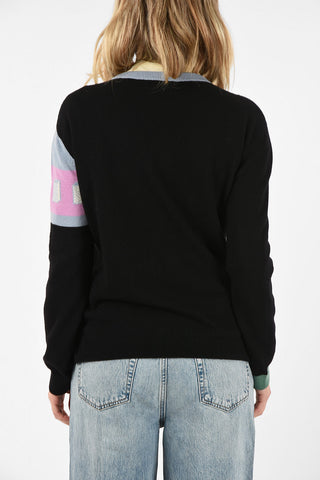 Wool and Cashmere Crewneck sweater with COUNTING Embroidery