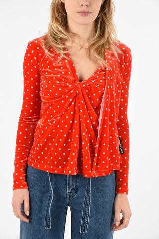 polka dot chenille wrap top