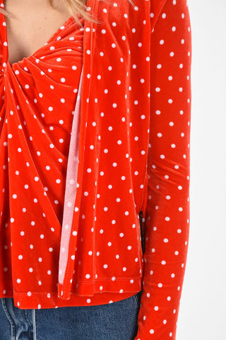 polka dot chenille wrap top