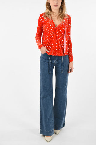 polka dot chenille wrap top