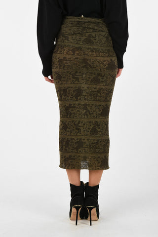 WORLDS END Printed Wool Longuette Skirt