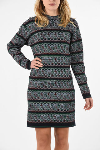 Embroidered shift dress with Front Pocket