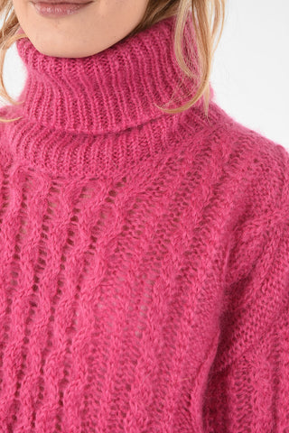 cable knit Sweater with Fur Cuff