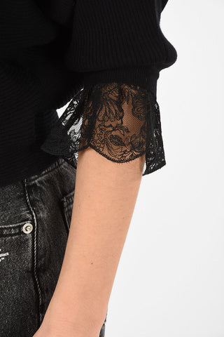 ribbed sweater with Lace Cuff
