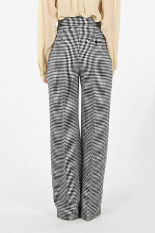 houndstooth high-rise waist bootcut pants