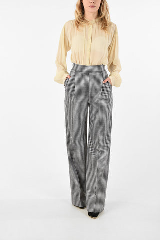 houndstooth high-rise waist bootcut pants
