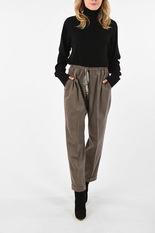 Stretchy Cotton Pants With Drawstring