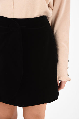 Velvet Wrap Mini Skirt