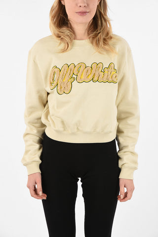 crew-neck sweatshirt with Shearling Embroidery
