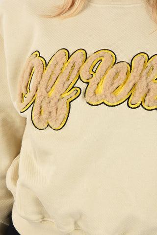 crew-neck sweatshirt with Shearling Embroidery
