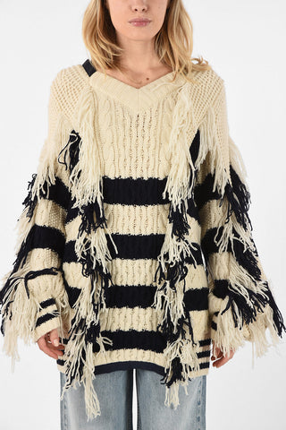 cable knit Oversized V Neck Sweater