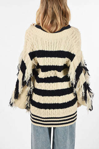cable knit Oversized V Neck Sweater
