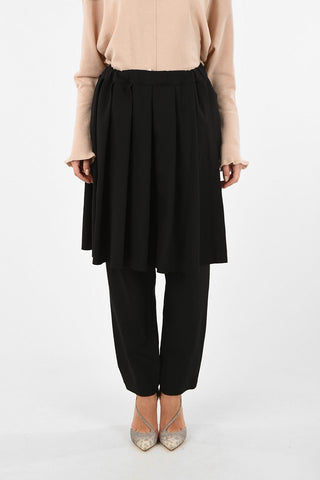 BLACK Pants with Elastic waist and Ruffles Applied