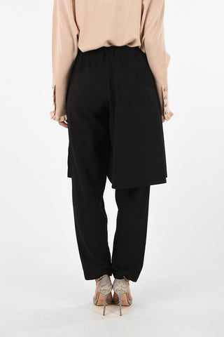 BLACK Pants with Elastic waist and Ruffles Applied
