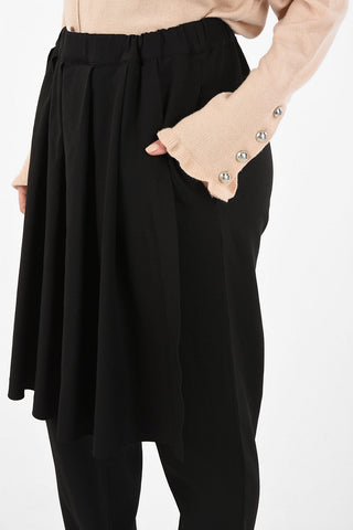 BLACK Pants with Elastic waist and Ruffles Applied