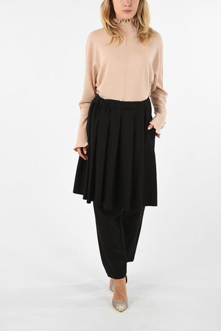 BLACK Pants with Elastic waist and Ruffles Applied